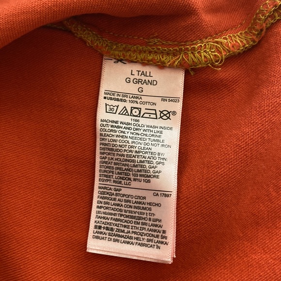 Gap Shirred Denim Deep Orange/Red Popover Shirt, Large Tall - Picture 6 of 7